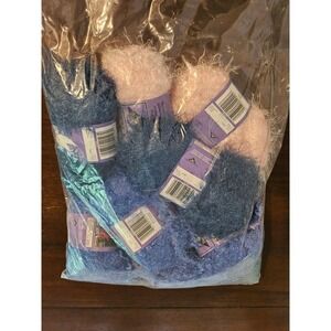 Phentex Fashion Ten Yarn Lot 9 Skeins Pink Blue Eyelash Nylon Textured 50g Each